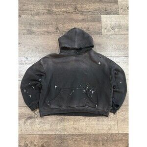 AKIMBO CLUB WATCH-PEEKER DISTRESSED HOODIE SUN FADED BLACK - Size M